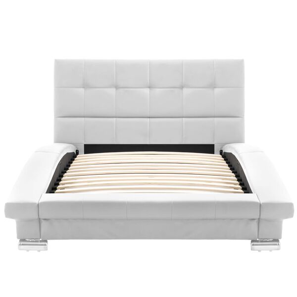 vidaXL Estrutura de cama 200x90 cm couro artificial branco