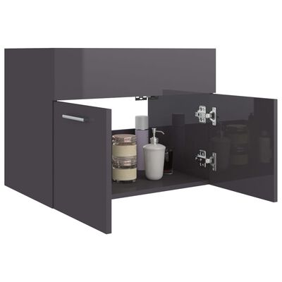 vidaXL Armário lavatório 60x38,5x46 cm deriv. madeira cinza brilhante