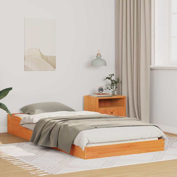 vidaXL Estrutura da Cama Marrom Cera 90 x 220 cm