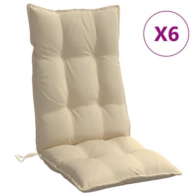 vidaXL Almofadões p/ cadeira encosto alto 6 pcs tecido oxford bege