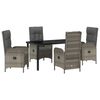 vidaXL Conjunto de Jantar para Jardim 5 unid. Cinzeto vime PE