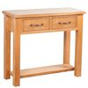 vidaXL Mesa consola com 2 gavetas 83x30x73 cm madeira carvalho maci&ccedil;a