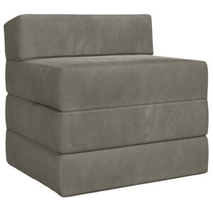 vidaXL Sof&aacute; Cama Dobr&aacute;vel Cinzento-claro 70 x 60 x 63 cm Veludo