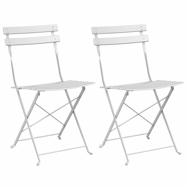 vidaXL Cadeira Dobr&aacute;vel de Jardim 2 pcs Branco 42 x 46 x 82cm Metal