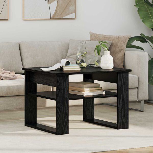vidaXL Mesa de centro com armazenamento Carvalho Preto 64 x 54 x 44 cm