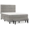 vidaXL Cama com molas/colch&atilde;o 140x200 cm veludo cinzento-claro