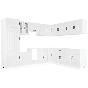 vidaXL 14 pe&ccedil;as arm&aacute;rio de cozinha conjunto Lucca brilho branco