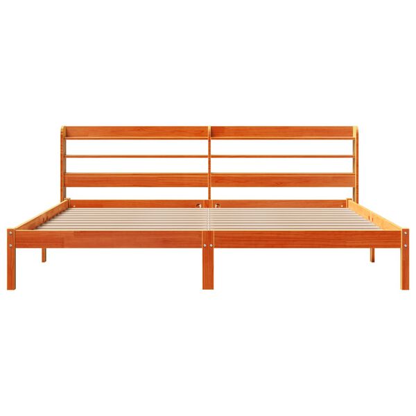 vidaXL Estrutura cama c/ cabeceira 180x200cm pinho maciço castanho-mel