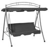 vidaXL Baloi&ccedil;o jardim convert&iacute;vel + toldo 198x120x205cm a&ccedil;o antracite