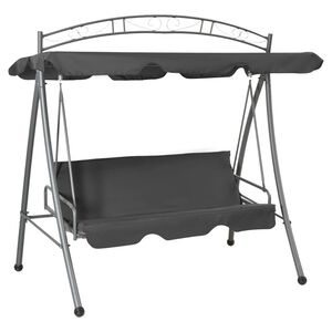 vidaXL Baloi&ccedil;o jardim convert&iacute;vel + toldo 198x120x205cm a&ccedil;o antracite