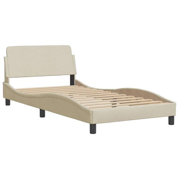 vidaXL Estrutura de cama Dover 100x200 cm tecido cor creme