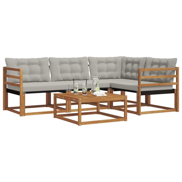 vidaXL Conjunto de Sof&aacute;s para Exterior 5 pcs Cinza Natural e Claro