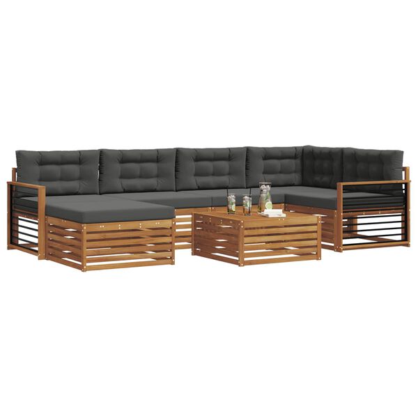 vidaXL Conjunto de Sof&aacute;s para Exterior 7 pcs Natural e Antracite