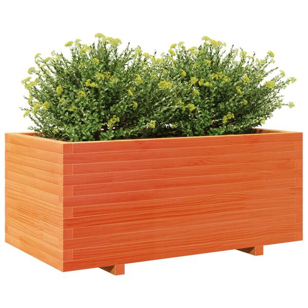 vidaXL Vaso/floreira jardim 110x60x49,5 cm pinho maci&ccedil;o castanho mel