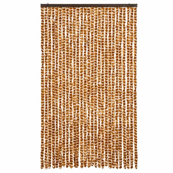 vidaXL Cortina anti-insetos 118x220 cm chenille ocre e branco