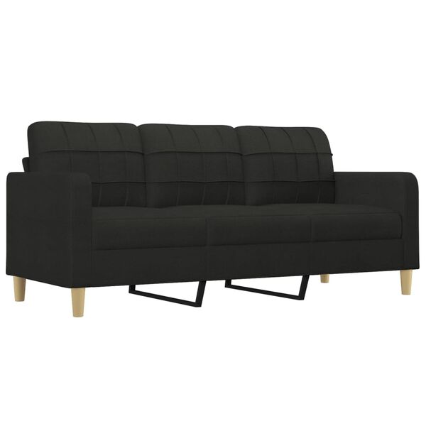 vidaXL Sof&aacute; de 3 lugares com apoio de p&eacute;s 180 cm tecido preto