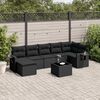 vidaXL 8 pcs conjunto sof&aacute;s de jardim com almofad&otilde;es vime PE preto