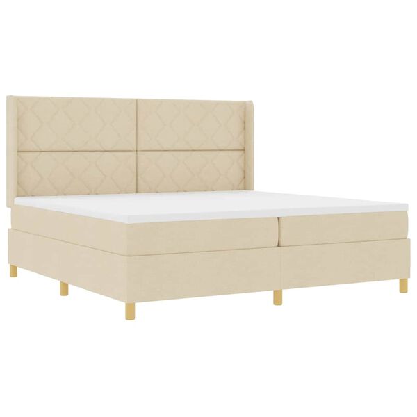 vidaXL Cama Box com colch&atilde;o Creme 200 x 200 cm tecido