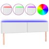 vidaXL Cabeceira de cama c/ LED couro artificial 200x5x78/88 cm branco
