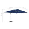 vidaXL Guarda-sol jardim cantilever c/ poste alum&iacute;nio 4x3 m azul ciano