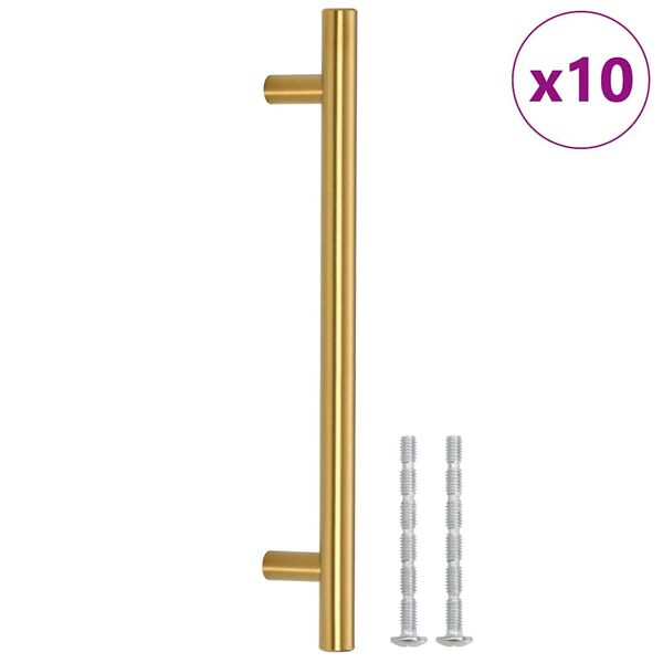vidaXL Puxadores para móveis 10 pcs 160 mm aço inoxidável dourado