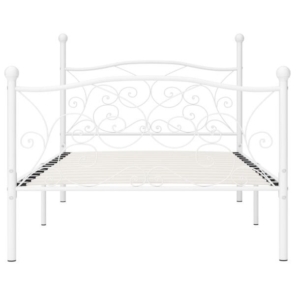 vidaXL Estrutura de cama com estrado de ripas 90x200 cm metal branco