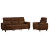 vidaXL Conjunto de Sof&aacute;s 2 unid. Castanho Couro Suede Sint&eacute;tico