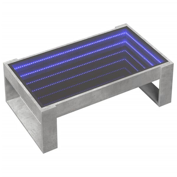 vidaXL Mesa de centro luzes LED Infinity 90x53x30 cm cinzento cimento