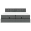 vidaXL Estrutura de cama otomana com colch&otilde;es tecido cinzento escuro