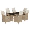 vidaXL 7 pcs conjunto de bistr&ocirc; para jardim c/ almofad&otilde;es vime PE bege
