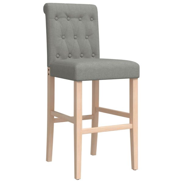 vidaXL Cadeiras de bar 2 pcs madeira de seringueira maci&ccedil;a e tecido