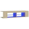 vidaXL M&oacute;vel de TV com luzes LED 135x39x30 cm carvalho sonoma