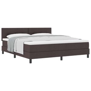 vidaXL Cama Box com colch&atilde;o Marrom Escuro 180 x 200 cm tecido