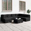 vidaXL 7 pcs conjunto lounge de jardim c/ almofad&otilde;es vime PE preto