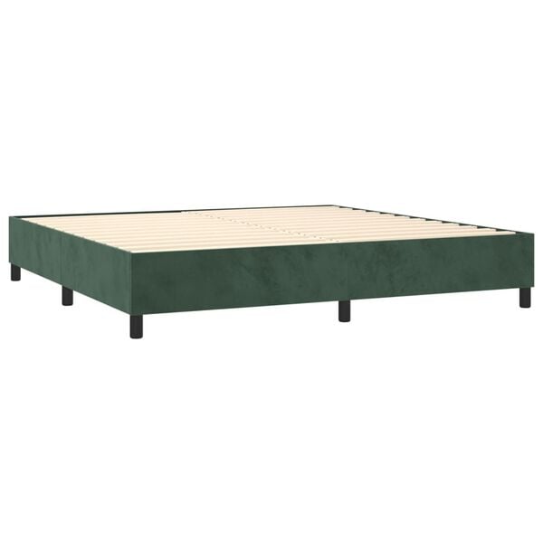 vidaXL Cama com molas/colch&atilde;o 200x200 cm veludo verde-escuro