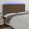 vidaXL Cabeceira de cama c/ LED tecido 180x5x118/128 cm verde