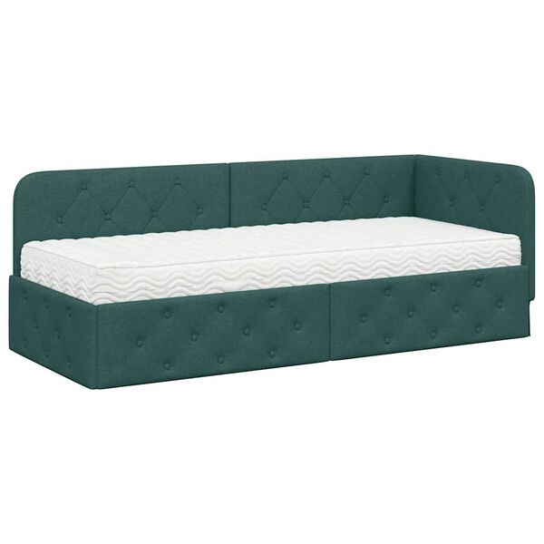 vidaXL Estrutura de Cama de Canto Verde Escuro 80 x 200 cm tecido