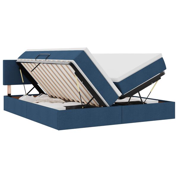 vidaXL Cama com Armazenamento Azul 100 x 200 cm Couro Sint&eacute;tico