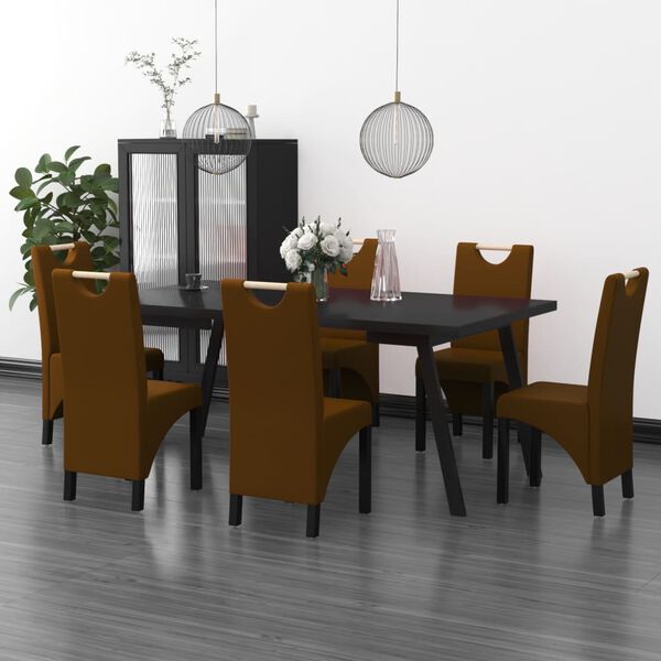 vidaXL Cadeiras de jantar 6 pcs couro artificial castanho