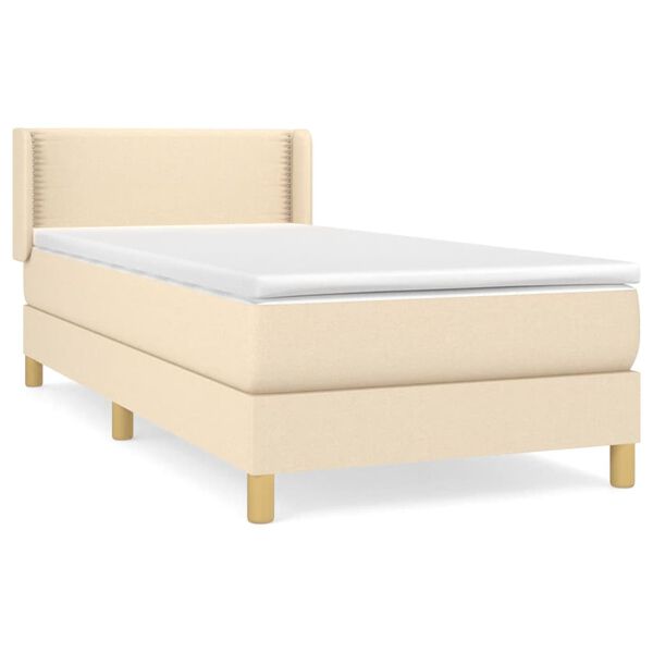 vidaXL Cama com molas/colchão 100x200 cm tecido cor creme