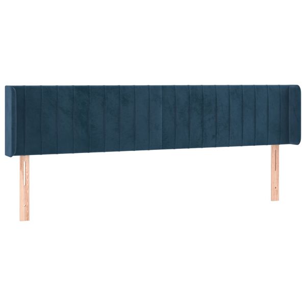 vidaXL Cabeceira de cama c/ abas veludo 163x16x78/88cm azul-escuro