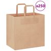 vidaXL Sacos de papel 250 unid com al&ccedil;as castanho 26x17x25 cm