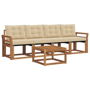 vidaXL Conjunto de Sof&aacute;s para Exterior 5 pcs Natural e Bege