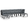 vidaXL 7 pcs conjunto lounge de jardim vime PE preto e cinzento