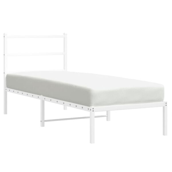 vidaXL Estrutura de cama sem colch&atilde;o com cabeceira 75x190 cm branco