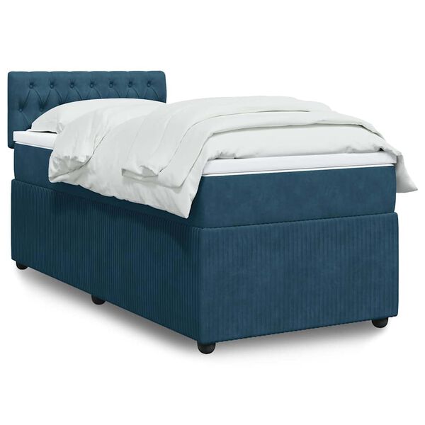 vidaXL Cama boxspring com colch&atilde;o 80x200 cm veludo azul