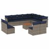 vidaXL 13 pcs conjunto sof&aacute;s p/ jardim c/ almofad&otilde;es vime PE cinzento