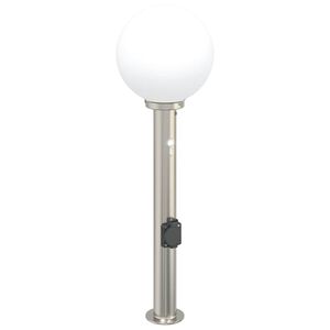 vidaXL Lumin&aacute;ria de poste com sensor e tomada, 80 cm, a&ccedil;o inoxid&aacute;vel, IP44