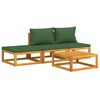 vidaXL 4 pcs conj. lounge jardim madeira c/almofad&otilde;es verdes