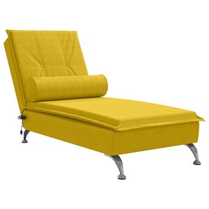 vidaXL Chaise lounge de massagem com rolo veludo amarelo